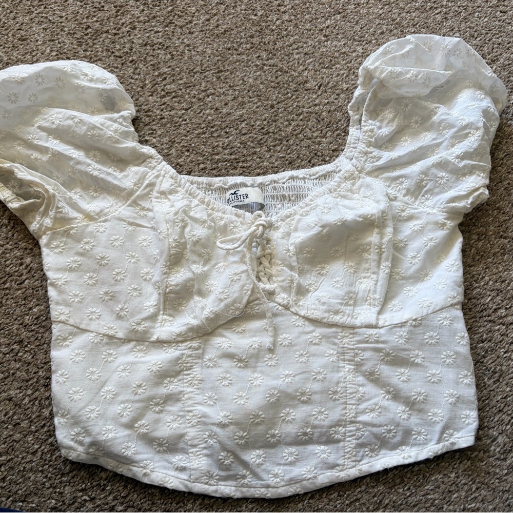 Hollister White Floral Blouse